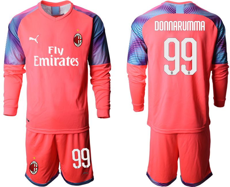 Men 2019-2020 club AC milan pink goalkeeper long sleeve #99 Soccer Jerseys